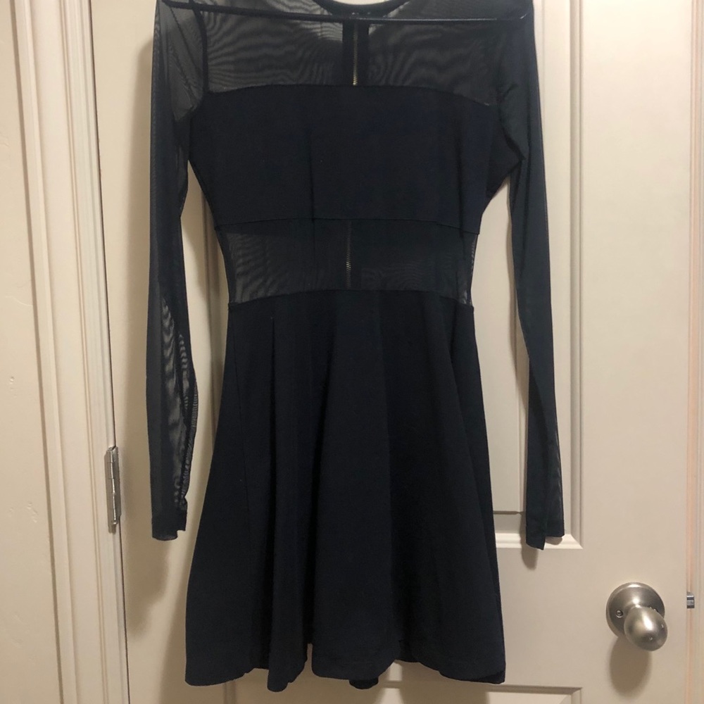 Kendall and Kylie Sheer Cut Out Skater Dress
